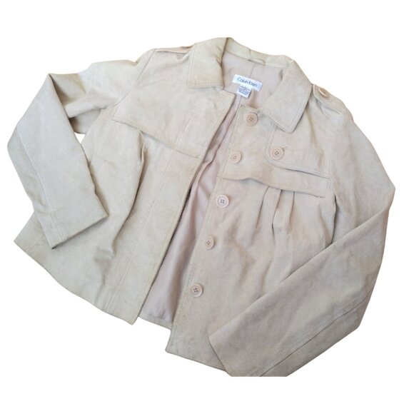 Calvin Klein Beige Suede Jacket - Size S - Picture 1 of 4